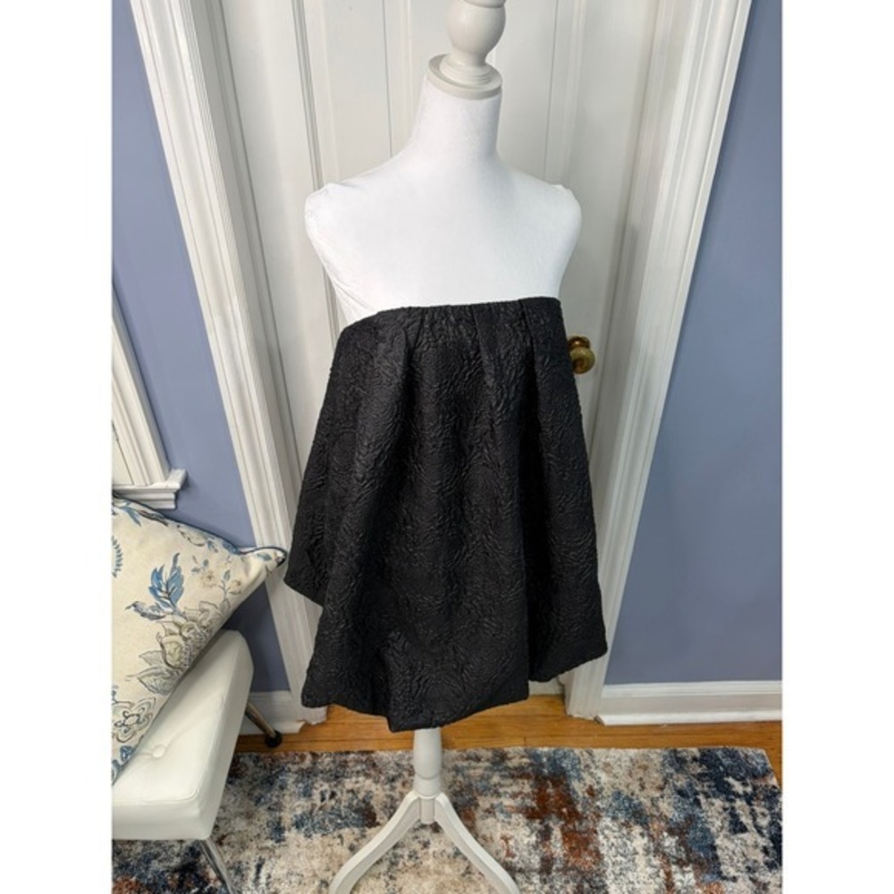 Steve Madden Strapless Mini Dress Womens Medium Black Excellent Jacquard Bubble - Picture 6 of 15